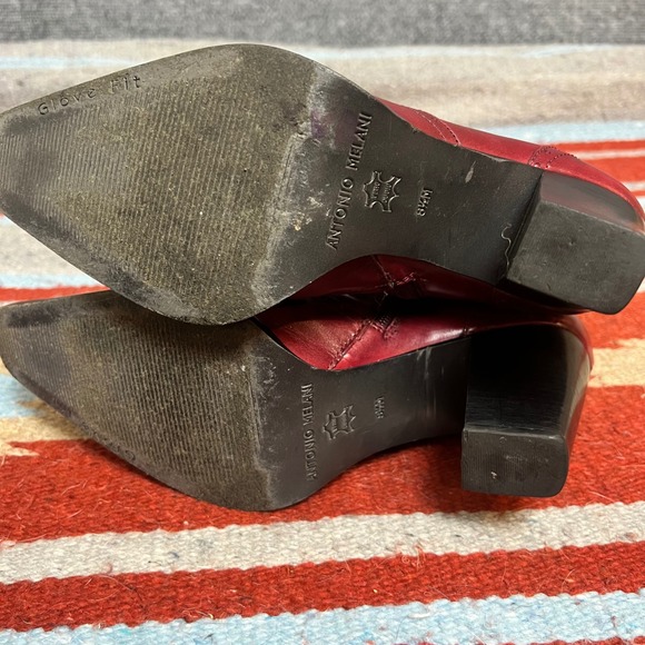 Antonio Melani Women's burgundy  Western Leather mid calf heeled Boots size 8.5 - Picture 15 of 16